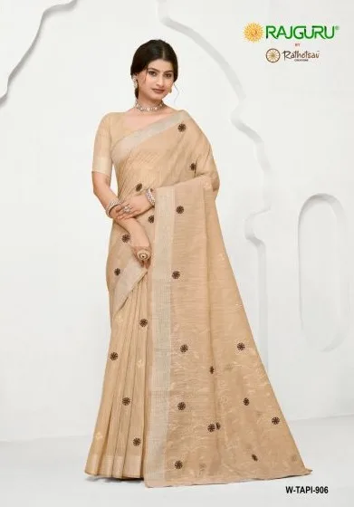Tapi By Rajguru Semi Cotton Thread Work Saree 